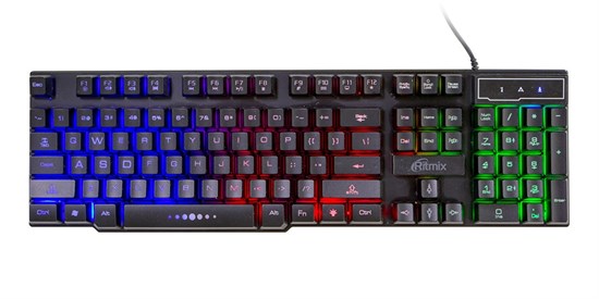 Клавиатура Ritmix RKB-200BL, 104 клавиш, многоцветная подсветка, USB 34506 - фото 13538