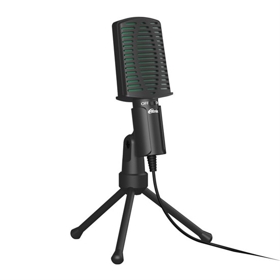 Микрофон Ritmix RDM-126 Black-Green на штативе-подставке, 50-16000Гц, -30±3 дБ, кабель 1.8м 35492