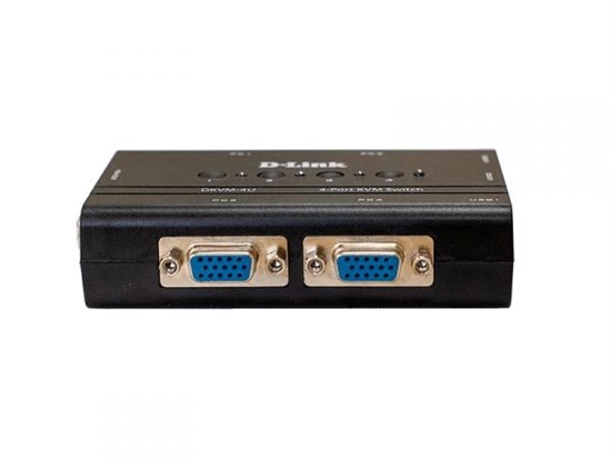 KVM-переключатель D-Link DKVM-4U/C2A USB/VGA на 4 компьютера (2 кабеля 1.8м в комплекте) 35695