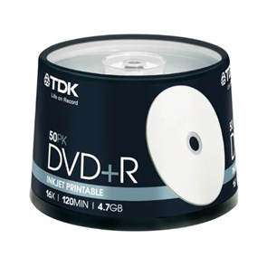 DVD+R 4.7GB TDK 16x (упаковка 50шт. на шпинделе), printable