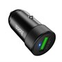 Зарядное устройство а/м 12V -> USB 5V hoco Z32 3000mA, QC3.0, металл, чёрное 37077